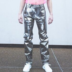 Dsquared2 silver metallic leather jeans
